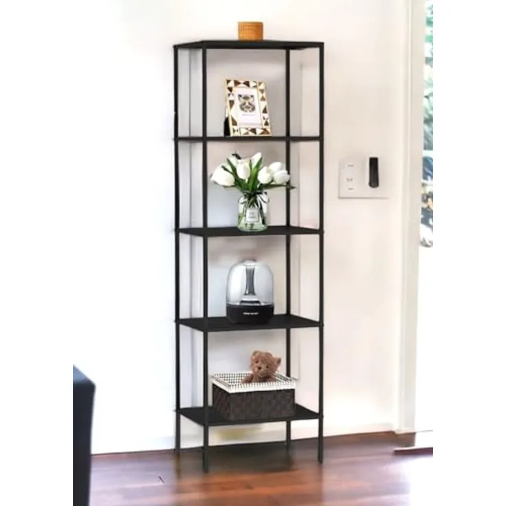 DanDiBo Standregal Schwarz Schmal Metall mit 5 Ebenen 170x50x35 cm Regal Bad Küche Stehend 96472 Metallregal Aufbewahrungsregal Modern