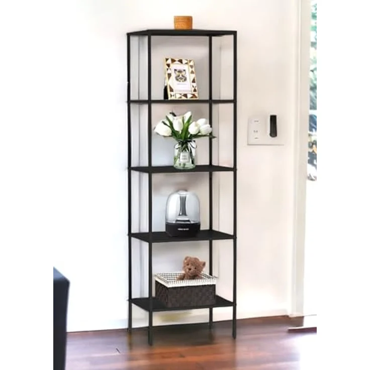 DanDiBo Standregal Schwarz Schmal Metall mit 5 Ebenen 170x50x35 cm Regal Bad Küche Stehend 96472 Metallregal Aufbewahrungsregal Modern – Bild 1
