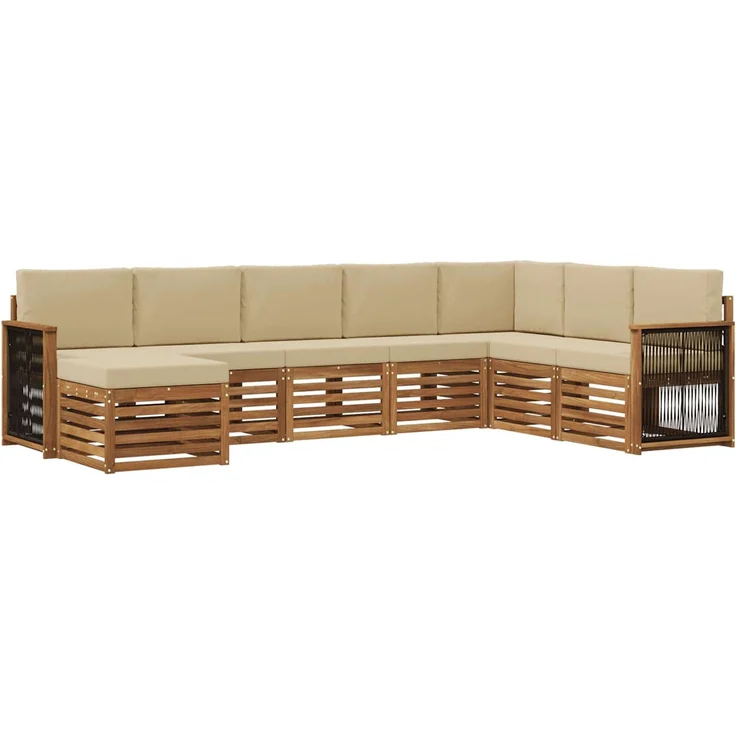 vidaXL Outdoor-Sofagarnitur 8 stk. 8-Sitzer Natur und Beige 3384714 – Bild 2