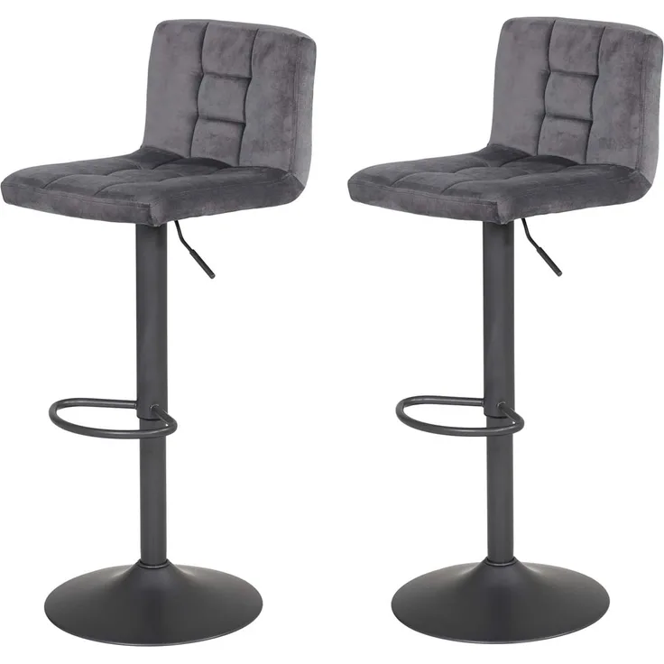 2er Set Barhocker Amanda II - Samtvelour Grau