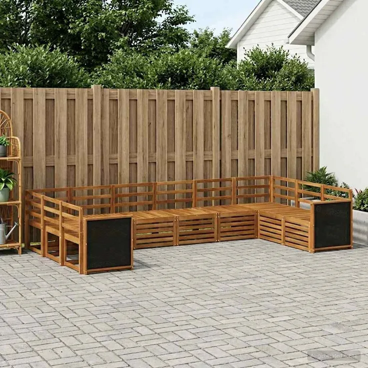 vidaXL Outdoor-Sofagarnitur 10 stk. 10-Sitzer Natur Massivholz Akazie 3384880