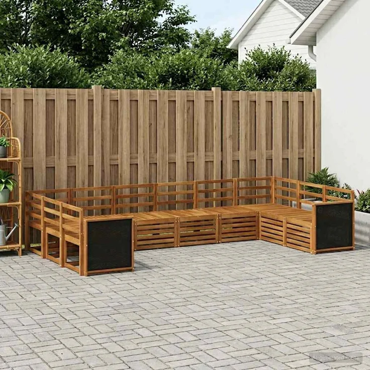 vidaXL Outdoor-Sofagarnitur 10 stk. 10-Sitzer Natur Massivholz Akazie 3384880 – Bild 1