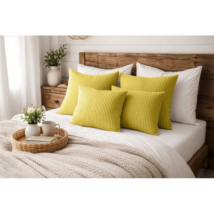 Amilian Dekokissen Sofakissen 4er Set mit Füllung - 2x 45x45 + 2x 35x45 cm, Hotelverschluss, waschbar, formstabil – Bild 1