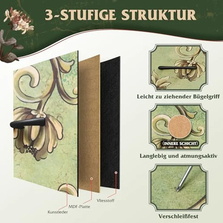 WLIVE Kommode mit Schubladen aus Stoff, Kommodenschrank für Schlafzimmer, Kommode Wohnzimmer, mit Stabiler Stahlrahmen (8 Schubladen, Vintage-Druck) – Bild 7