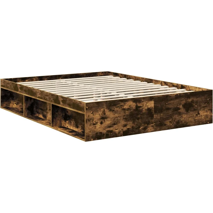 vidaXL Bettrahmen Geräucherte Eiche 150 x 200 cm Massives Kiefernholz 3412474 – Bild 4