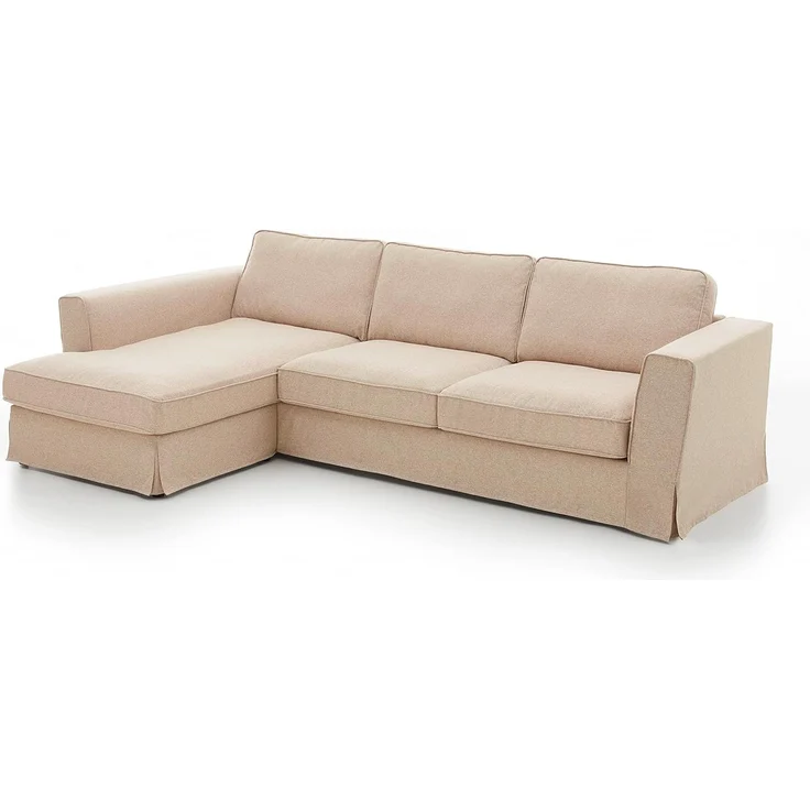 ATLANTIC home collection Polsterecke im Landhausstil Vintage, Ecke Links, 286/131/84 cm, Creme