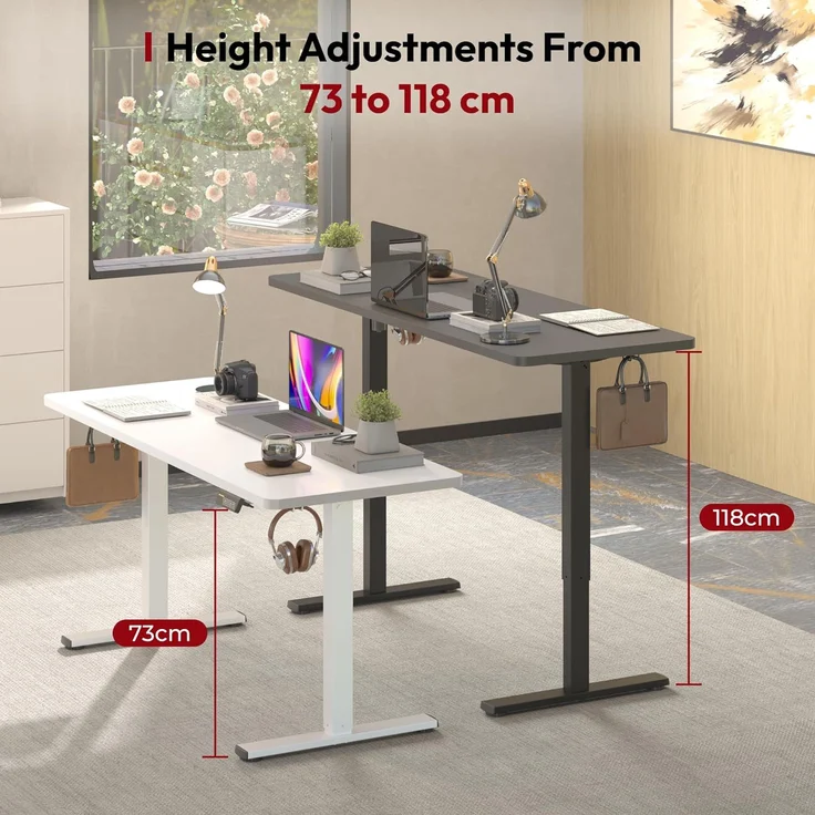SANODESK Höhenverstellbarer Schreibtisch 120x60 cm Schreibtisch Höhenverstellbar Elektrisch Ergonomischer Steh-Sitz Tisch Computertisch für Heimbüro Homeoffice(schwarz) – Bild 6