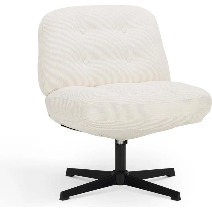 COLAMY Ergonomischer Bürostuhl Ohne Rollen, Schneidersitz Stuhl, Criss Cross Chair, 360° Drehbar Lehnstühle Lounge, Schminktisch Stuhl für Home Office, Weiß – Bild 1