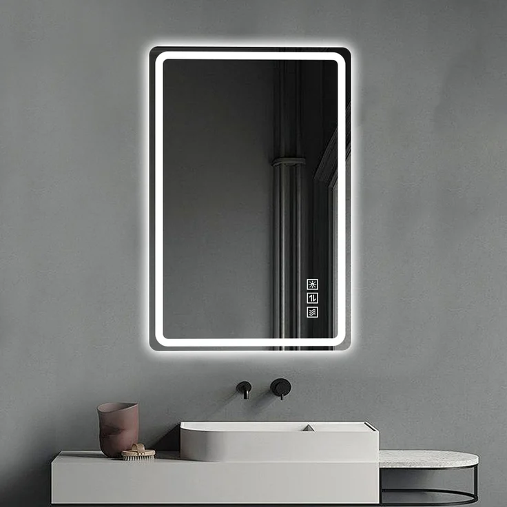 60×100cm Rahmenloser LED Badezimmerspiegel mit Mattierter Frontbeleuchtung, Anti-Beschlag, 3 Lichtfarben, Stufenlos Dimmbar, Memory-Funktion, Horizontal & Vertikal Montierbar, IP44 Wasserdicht--Silber--100x60x2.9cm--YOUDENOVA – Bild 3