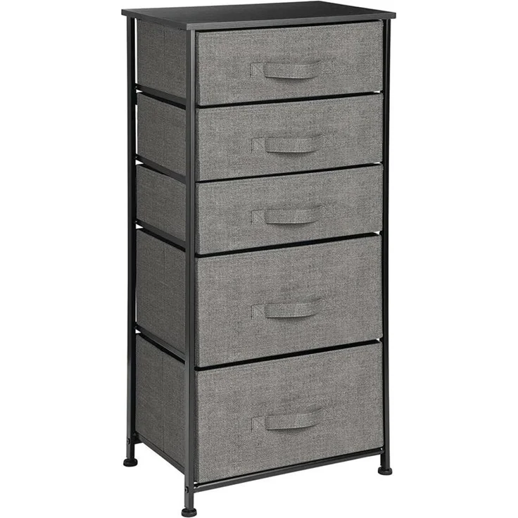 mDesign Kommode mit 5 Schubladen - Schrank Organizer - Stoffregal grau schwarz – Bild 1