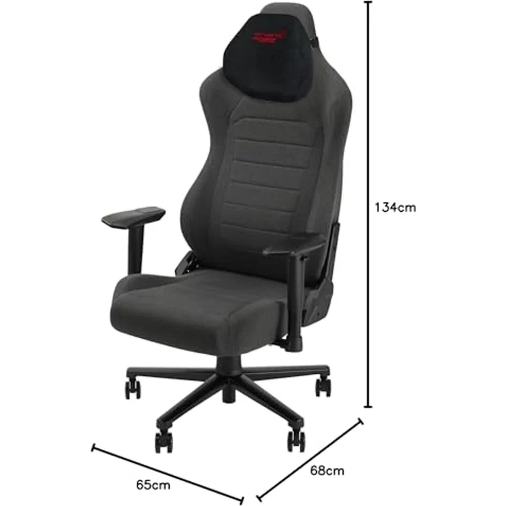 ASUS ROG AETHON Fabric Ergonomischer Gaming-Stuhl, Stahlgestell, integrierte Lendenwirbelstütze, gepolsterte 2D-Armlehnen, Bezug aus Stoff und Schaumstoffkissen, maximales Gewicht 136 kg, Grau – Bild 2