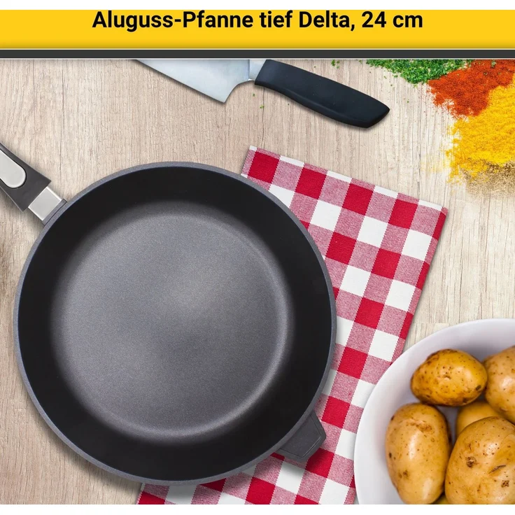 Aluguss Pfanne DELTA 24 cm und extra hoch 6,5 cm / Karl Krüger / Schmorpfanne – Bild 4