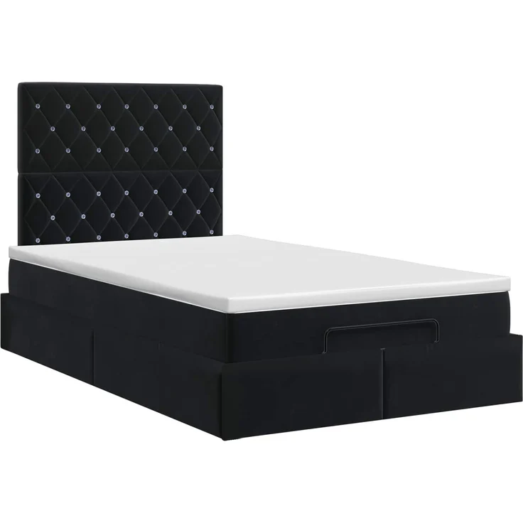 vidaXL Ottoman Bett mit Matratze Schwarz 120 x 190 cm Samt 3457637 – Bild 5