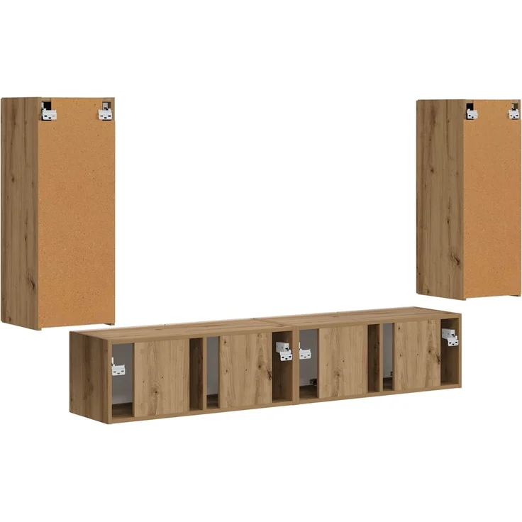 vidaXL TV-Wandregal-Set Wandmontiert 4 pcs Artisan-Eiche Holzwerkstoff 3408924 – Bild 8