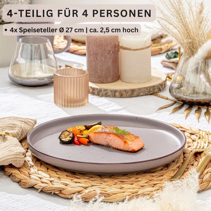 SÄNGER Steingut Speiseteller Bombay Basalt 4 teilig – Bild 1