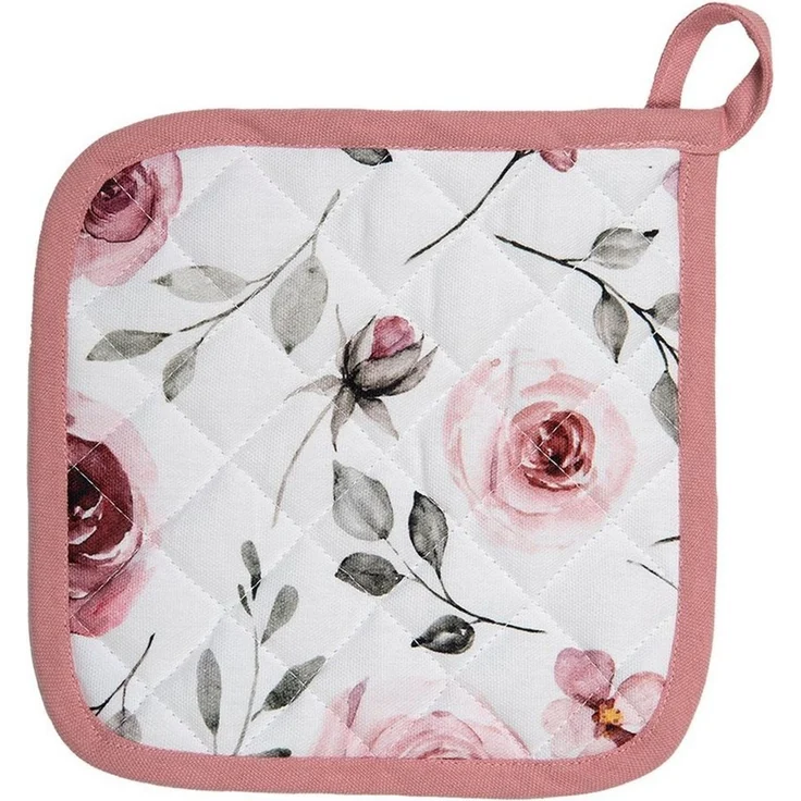 Clayre & Eef Topflappen Rustic Rose, (Set, 2-tlg, 2-teilig), hitzebeständig wattiert Pfannen Untersetzer ca. 20x20 cm – Bild 2