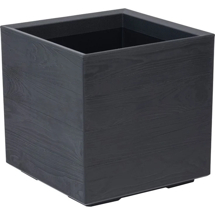 Kreher Pflanzkübel 'Eco Wood' in Anthrazit aus recyceltem Kunststoff (2 St) – Bild 2