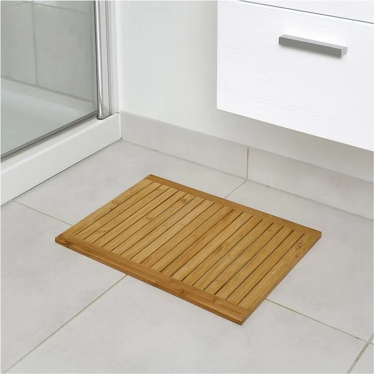 HTI-Living Badematte Bambusmatte Antirutschmatte, Höhe 3.5 mm, 1 Badematte, fußbodenheizungsgeeignet, Holz, rechteckig, Badvorleger Badematte – Bild 1