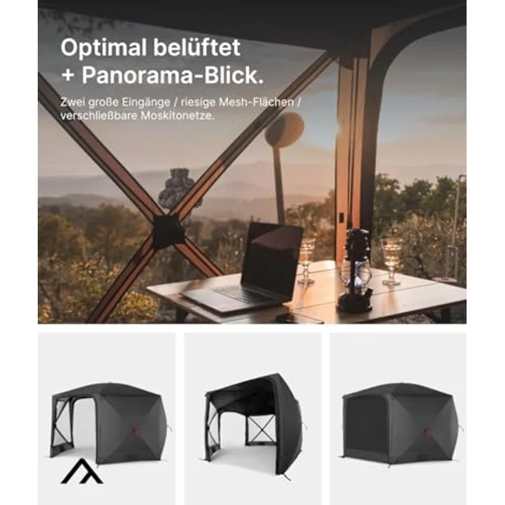qeedo Quick Hub Hex Pop Up Pavillon faltbar (3,66 x 2,18m) Camping, Event Shelter & Vorzelt, Dark Coating Dach UV-Schutz, innovative Quick Up System – Bild 3