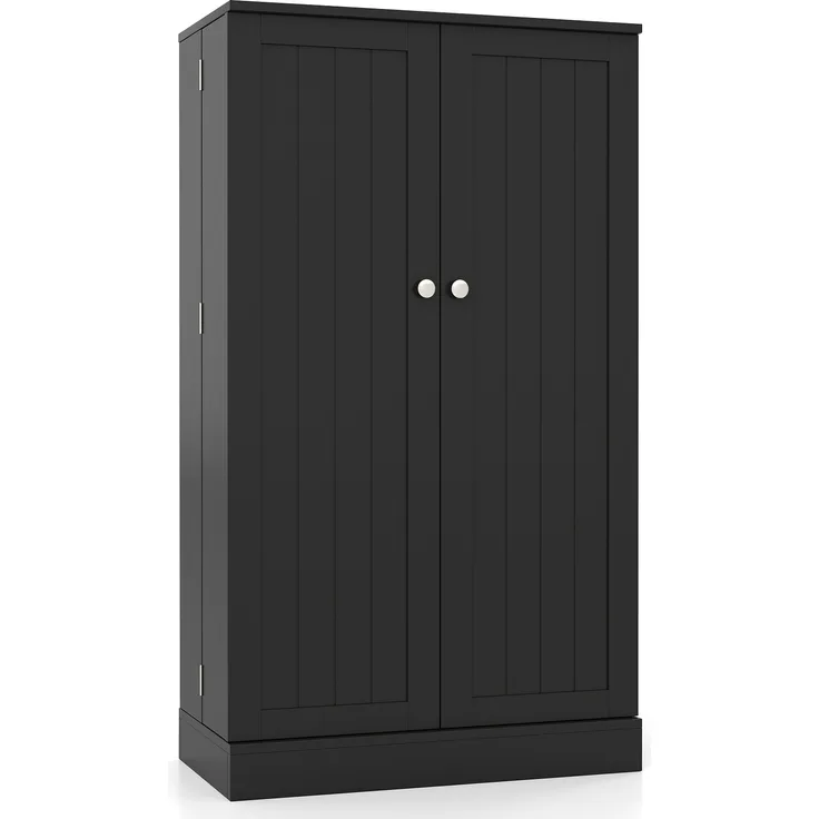 104 cm hohes Vorratsschrank Küchenschrank mit Türen & verstellbaren Regalen freistehendes Buffet-Sideboard Schwarz