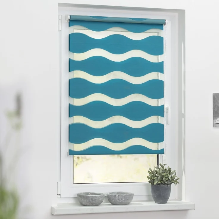 Lichtblick Sonnenschutzsysteme GmbH Doppelrollo Stockholm 100 cm x 150 cm (BxL) Petrol Duo Rollo in extravagantem Stil; Klemm- und schraubbar; Lichtdurchlässig und blickdicht – Bild 3