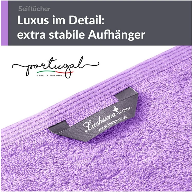 Lashuma Waschlappen - Seiftücher 30x30 cm London, (Spar-Set, 6-St), Made in Portugal, 100% Baumwolle, Langlebig, Superweich, Saugstark – Bild 3