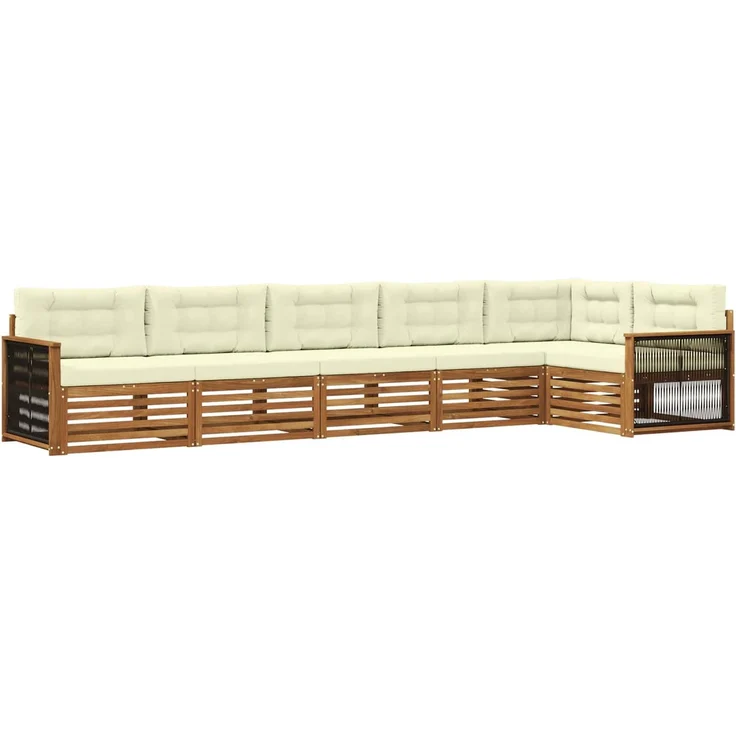 vidaXL Outdoor-Sofagarnitur 6 stk. 6-Sitzer Natur und Creme 3383413 – Bild 2