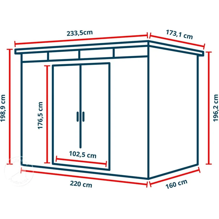GFP Primeyard Gerätehaus Metall Gartenhaus 220x160x200 cm Geräteschuppen Schiebetür grau – Bild 7