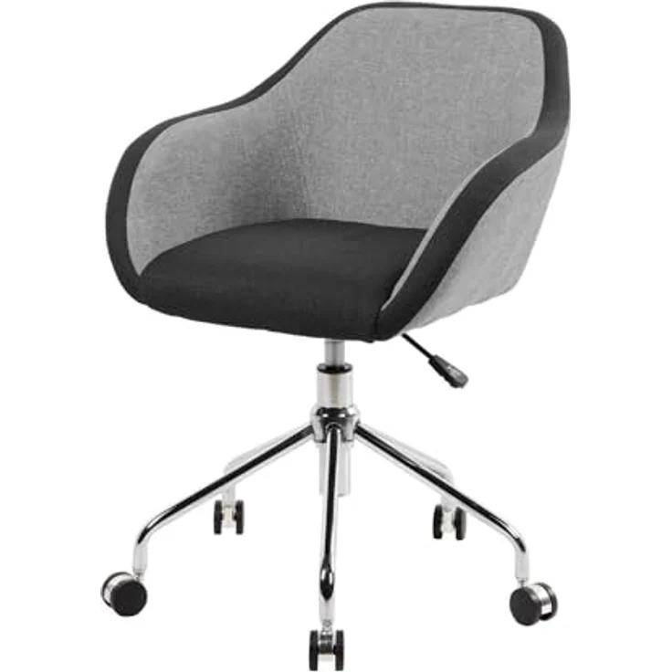 Dmora - Stuhl mit Rädern Mandurah, Arbeitsbürosessel, ergonomischer Bürositz, 56x58h77/84 cm, Grau und Schwarz – Bild 2