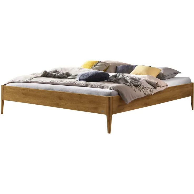 Hasena Massivholzbett Pieve Wildeiche natur, geölt 200x220 cm, Komforthöhe 25 cm – Lounge