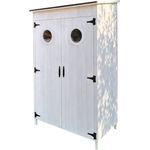 LECO Moderner Gartenschrank TONI, Tannenholz weiß lasiert, 118x70x190 cm