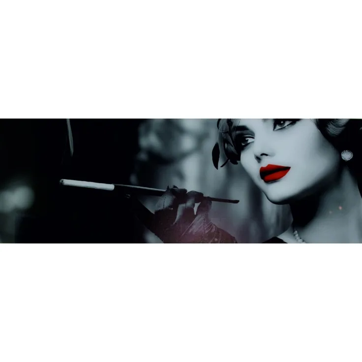 Glasbild - Smoking Lady 95x33cm Glasbilder Wandbild Bild Dekobild 11215
