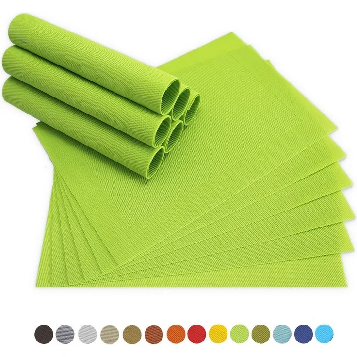 matches21 HOME & HOBBY Platzset Tischsets BORDA 12er Set Hell-grün als Tischuntersetzer, (12-St), Abwaschbare Platzsets als Tischunterlagen für Ess-Tisch Tisch-Deko – Bild 1