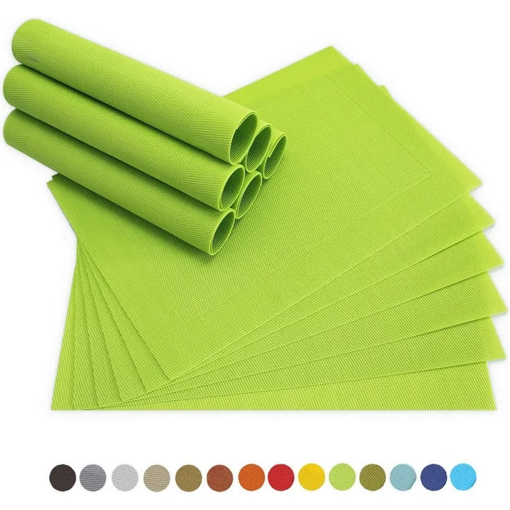 matches21 HOME & HOBBY Platzset Tischsets BORDA 12er Set Hell-grün als Tischuntersetzer, (12-St), Abwaschbare Platzsets als Tischunterlagen für Ess-Tisch Tisch-Deko
