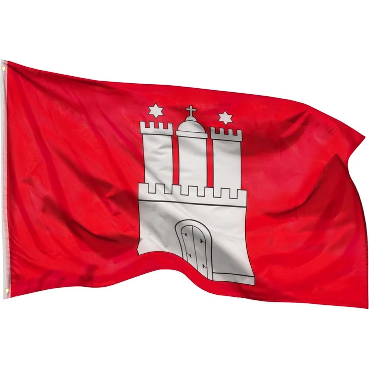 PHENO FLAGS Hamburg Flagge 90x150 cm - wetterbeständige Fahne mit Messingösen, 100% Polyester, robuste Doppelnaht & in lebendigen Farben - ideal für Flaggen-Liebhaber