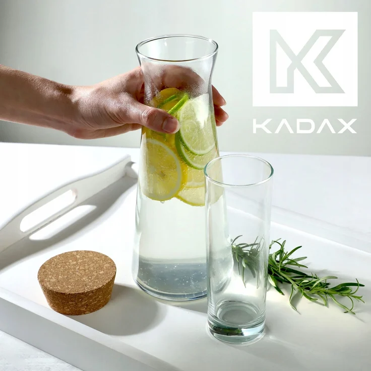 KADAX Wasserkaraffe, Weinglas, Glaskrug für Limonade, Saft, 1 l – Bild 2