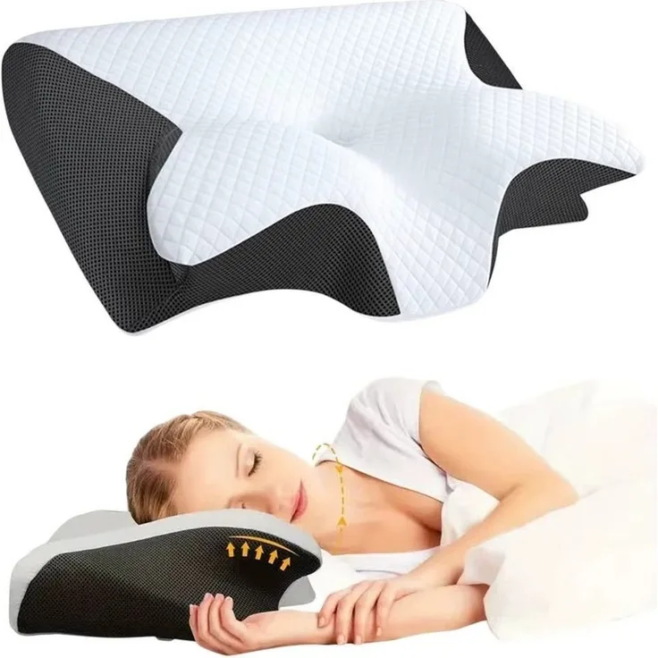 MEGAGOODS Nackenkissen MemoryFoam Nackenkissen ergonomisch orthopädisch erholsamen Schlaf DE.