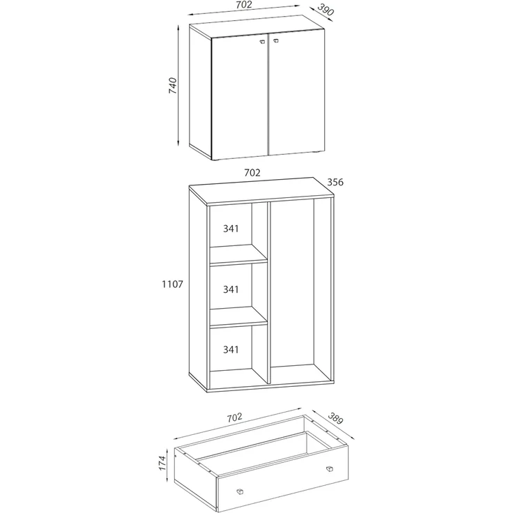 VCM Mehrzweckschränke Lona 917816 Weiß H. 200 x B. 70 x T. 39 cm – Bild 3