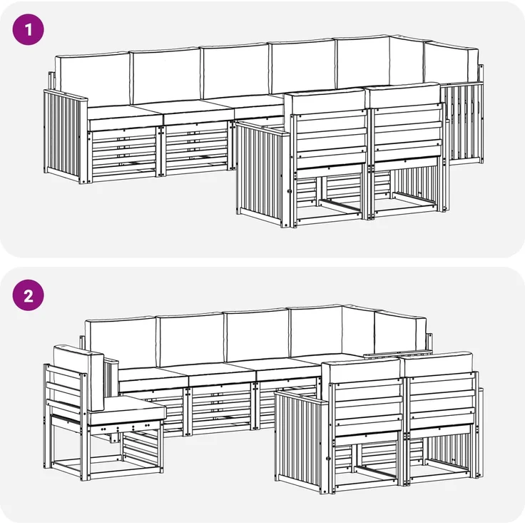 vidaXL Outdoor-Sofagarnitur 8 stk. 8-Sitzer Weiß und Hellgrau 3392031 – Bild 7