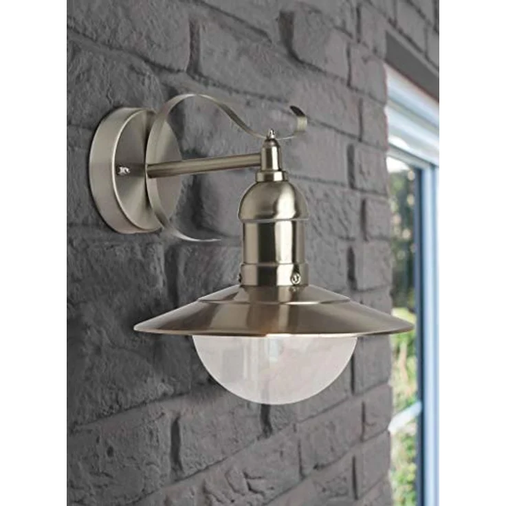 BRILLIANT Arto Außenwandleuchte Edelstahl, hängend, IP44 spritzwassergeschützt, E27 60W, für LED-Leuchtmittel geeignet, Höhe 27cm – Bild 2