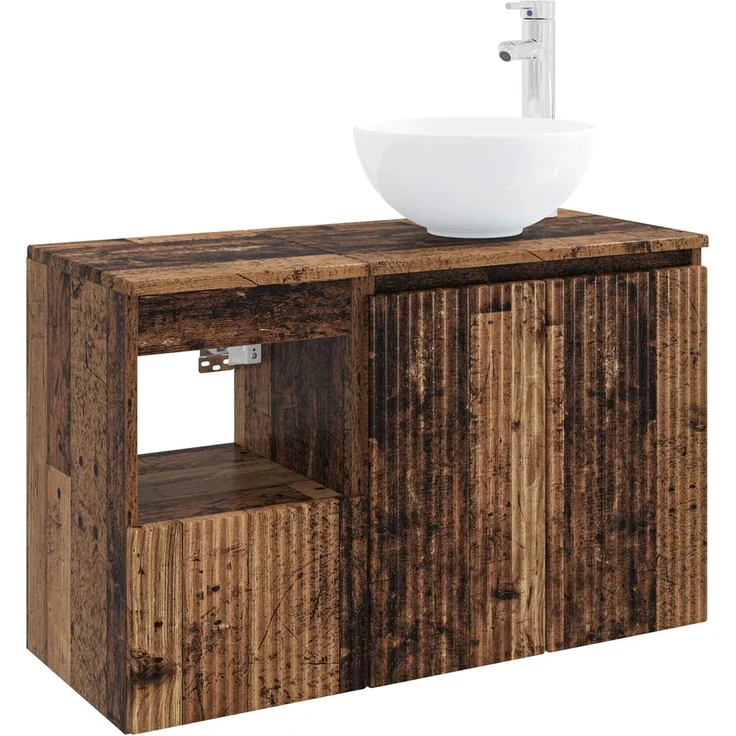 vidaXL Badezimmerschrank-Set 2 stk. Altholz 79,5 x 35 x 80 cm 3404032 – Bild 2