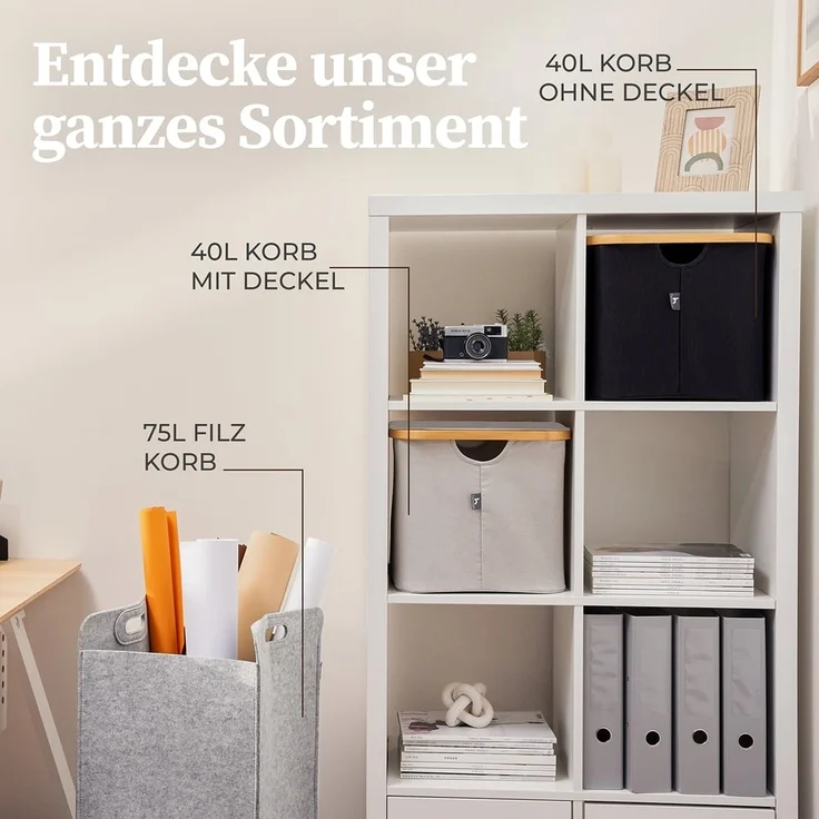 HENNEZ Aufbewahrungskorb Aufbewahrungskorb 40L Faltbarer Wäschekorb, Aufbewahrungsboxen Stoff - Wäschekorb Aufbewahrungskörbe – Bild 5
