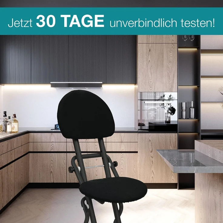 ELONEO Stehhilfe ELONEO Sitzhilfe/Bügelstehhilfe, mit Rückenkissen, belastbar bis 120kg, höhenverstellbar, rutschfest & platzsparend – Bild 8