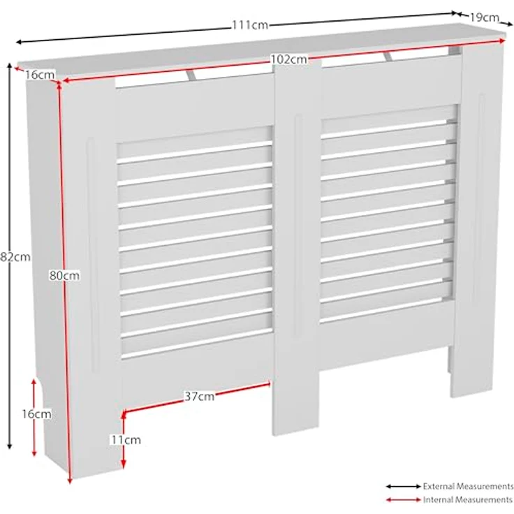 Vida Designs Milton Heizkörperabdeckung, weiß, moderner lackierter MDF-Schrank, mittelgroß (H: 82 / B: 111 / T: 19 cm) – Bild 3