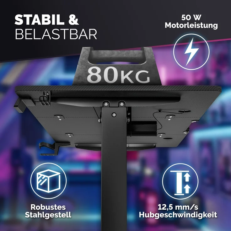 CASARIA® Höhenverstellbarer Gaming Schreibtisch L Carbon Optik – Bild 6