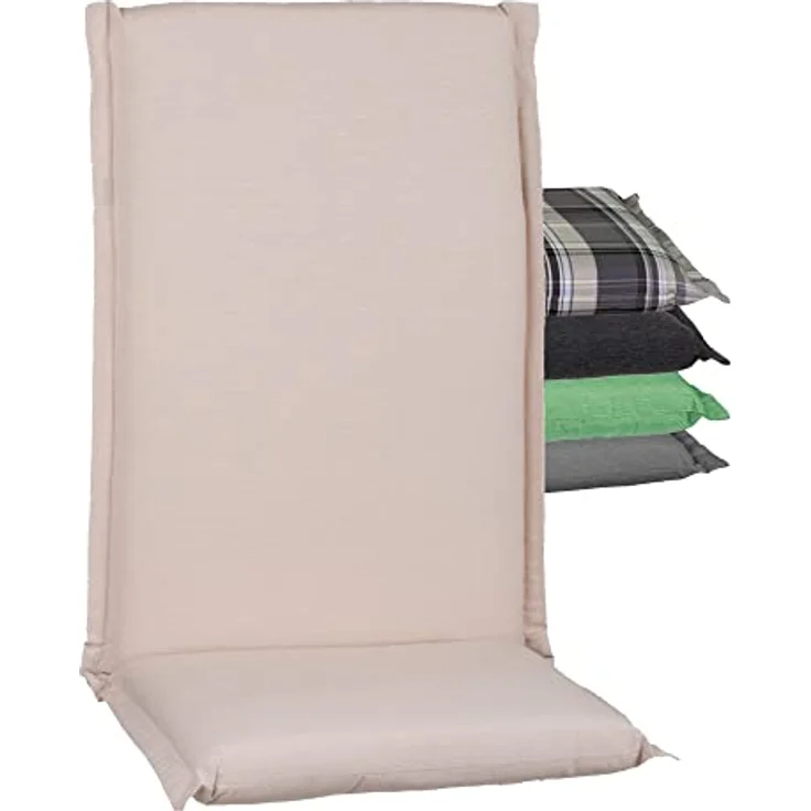 Beo Hochlehner Auflagen Waschbar Ascot | Made in EU Premium Plus Qualität | UV-beständige Gartenstuhlauflagen Hochlehner mit Reißverschluss | Atmungsaktive Stuhlauflagen Hochlehner in Beige – Bild 2