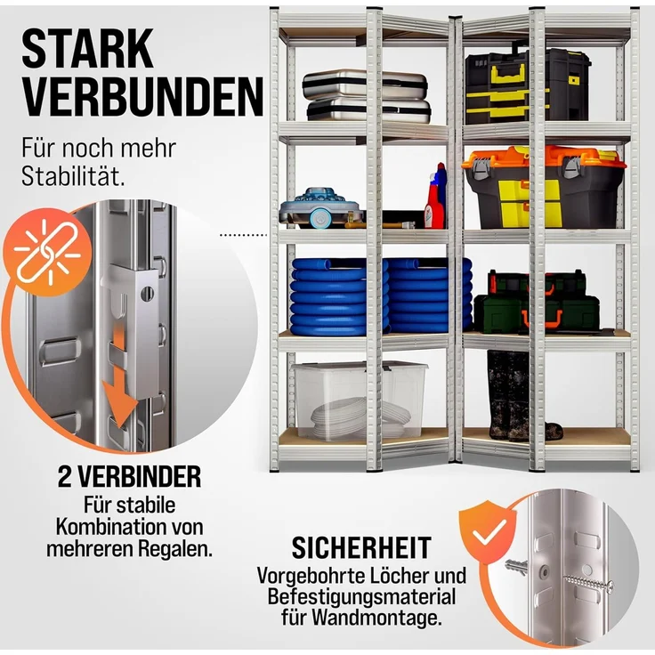 monzana Schwerlastregal, 3er Set Eckregal 2625 kg 15 MDF-Platten Regal Lagerregal Kellerregal – Bild 6