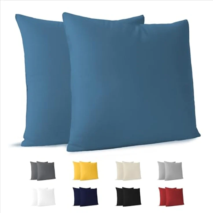 Dreamzie Kissenbezug 30x30 (Set mit 2) - 100% Jersey Baumwolle 150 g/qm Kissenbezüge -Blau - Für Kissen 30x30 cm - Kissenhülle - Kissenbezug - Resistent und Hypoallergen – Bild 2