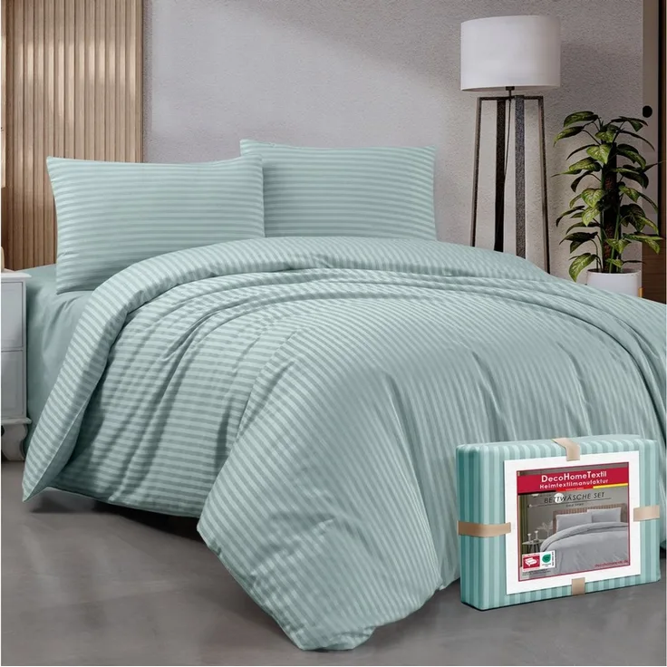 DecoHomeTextil Heimtextilmanufaktur Bettwäsche Set Bettgarnitur mit Reißverschluss Polycotton Streifen