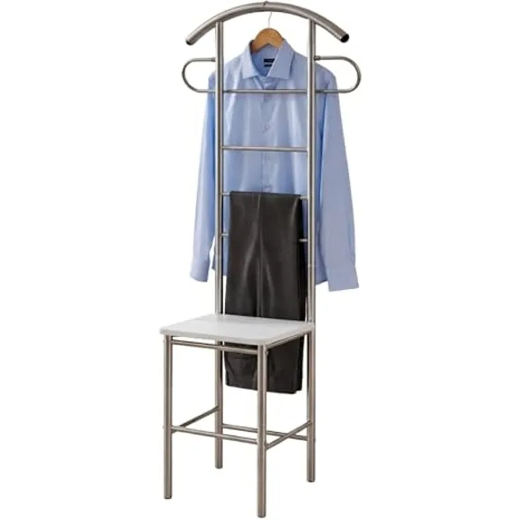 HOOZ Herrendiener Herrendiener mit Sitzfläche Kleiderbutler stummer Diener 52x40x120 cm, (Einzelprodukt, 1 St, Aufbewahrung), Kleiderständer mit Sitzfläche, platzsparend für kleine Räume